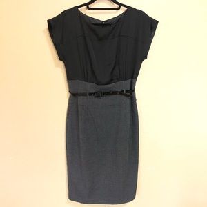 WHBM Sz 10 Black Belted Career Work MIDI Dress
